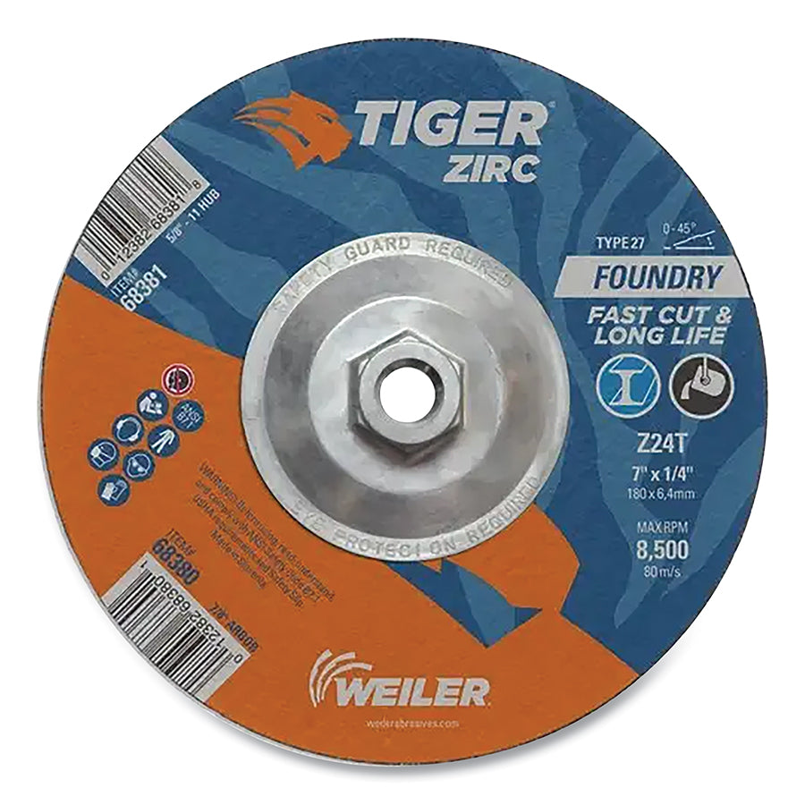 Weiler 804-68381 Tiger Grinding Wheel 7 in 24 Grit Type 27