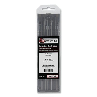 Best Welds 1167GC2 2% Ceriated TIG Tungsten Electrode, 1/16 in x 7 in (10 Pack)