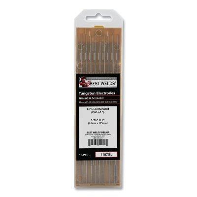 Best Welds 1167GL 1.5% Lanthanated TIG Tungsten Electrode, 1/16 in x 7 in (10 Pack)