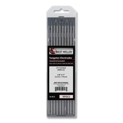 Best Welds 187GC2 2% Ceriated TIG Tungsten Electrode, 1/8 in x 7 in (10 Pack)