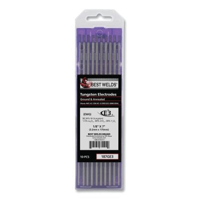 Best Welds 187GE3 E3 TIG Tungsten Electrode, 1/8 in x 7 in (10 Pack)