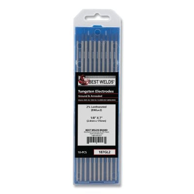 Best Welds 187GL2 2% Lanthanated TIG Tungsten Electrode, 1/8 in x 7 in (10 Pack)