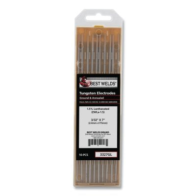 Best Welds 3327GL 1.5% Lanthanated TIG Tungsten Electrode, 3/32 in x 7 in (10 Pack)