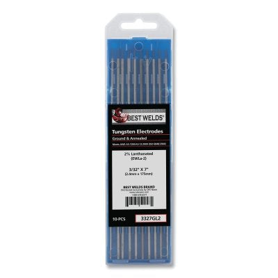 Best Welds 3327GL2 2% Lanthanated TIG Tungsten Electrode, 3/32 in x 7 in (10 Pack)