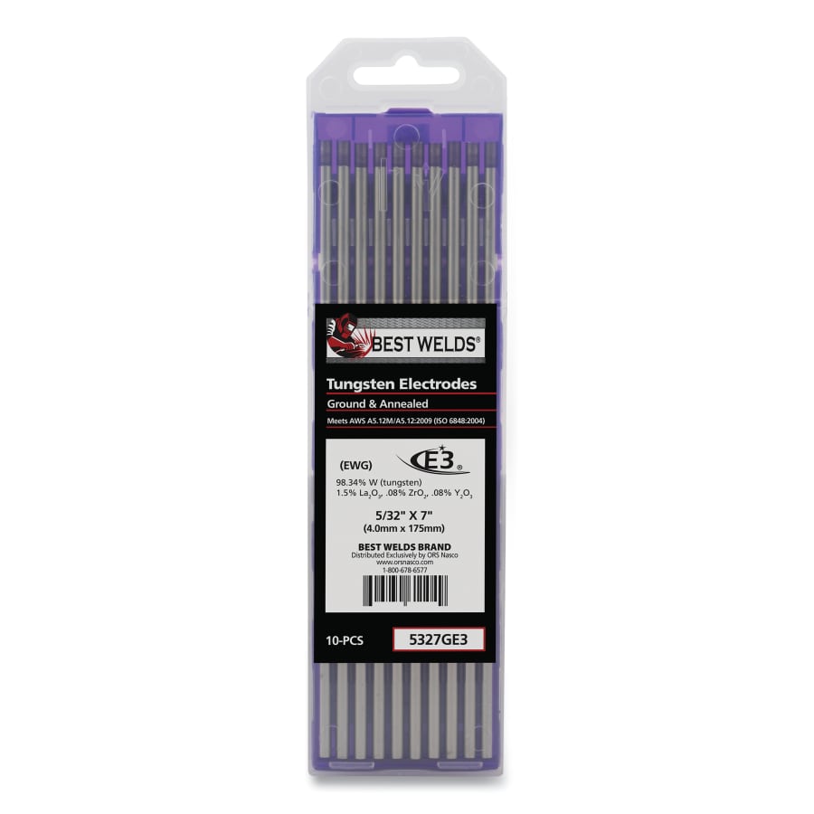 Best Welds 5327GE3 E3 TIG Tungsten Electrode, 5/32 in x 7 in (10 Pack)