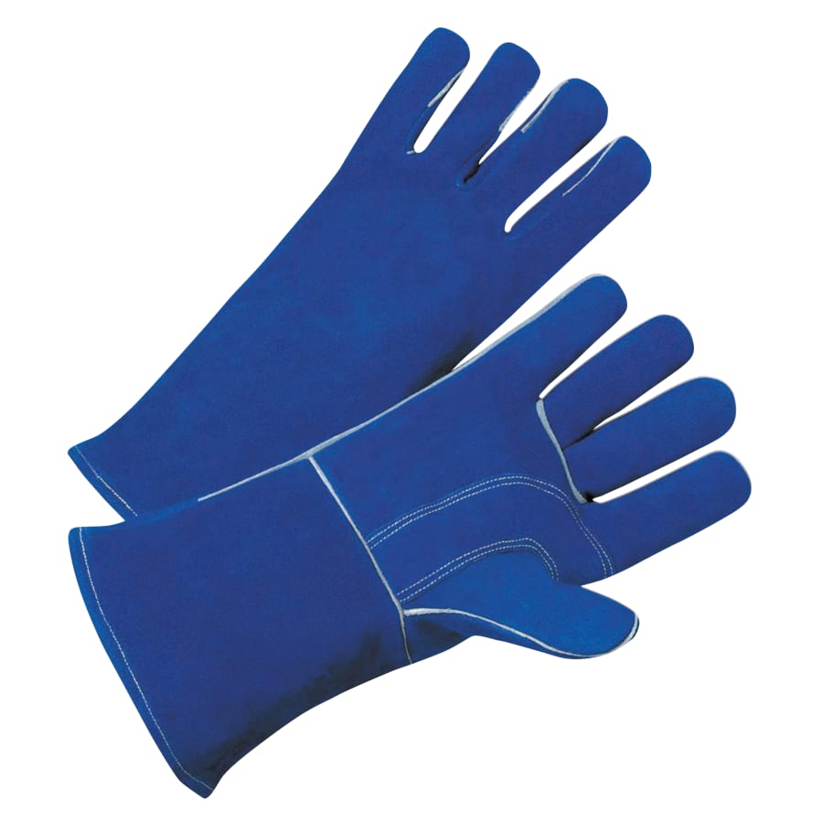 Best Welds 3030 7344 Leather Welding Gloves, Leather, Large, Blue, 4 in cuff, Cotton Lining (Pack of 12 PR)