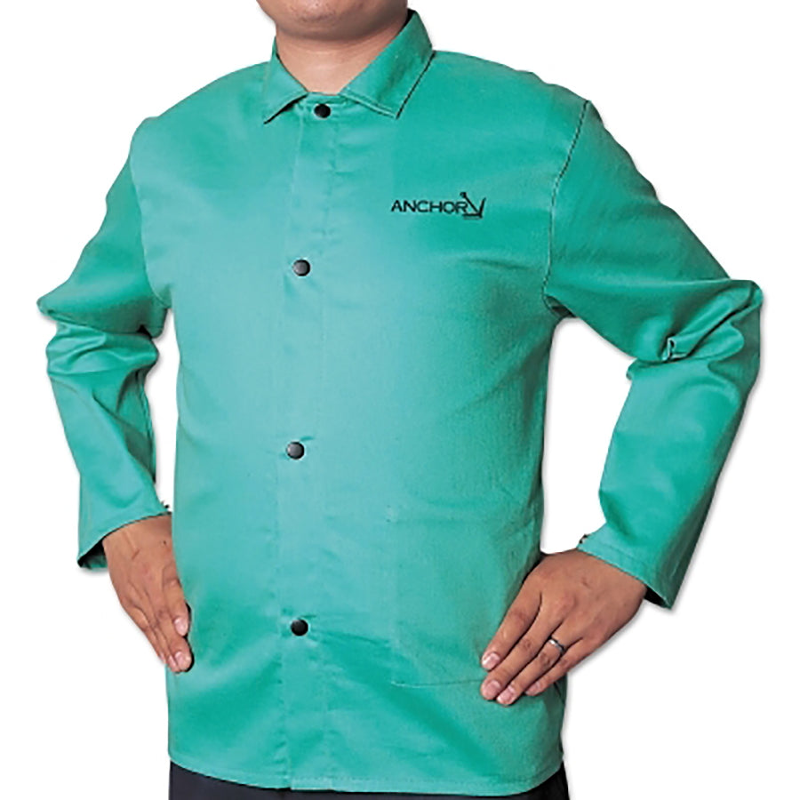 Best Welds CA-1200-3XL Flame Retardant (FR) Cotton Sateen Jacket, 3X-Large, Visual Green