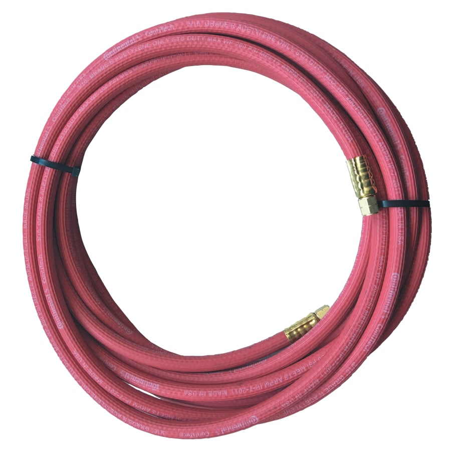Best Welds T1/4X2-RED-100-BB Grade T Single-Line Welding Hose, 1/4 in, 100 ft, BB Fittings, Fuel Gases, Red