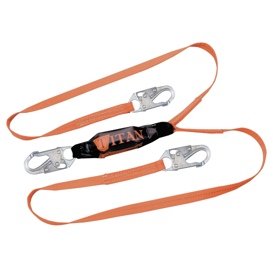MILLER by PIP T6121-Z7/6FTAF Titan Pack-Type Shock Absorbing Lanyard, Locking Snap Hooks, 2 Legs, Orange