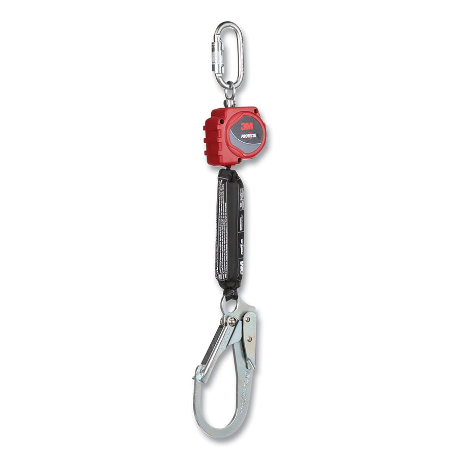 PROTECTA 3100508 Personal Self Retracting Lifeline, 6 ft, Web, Carabiner Top Connector, Rebar Snap Hook, 310 lb, Single Leg