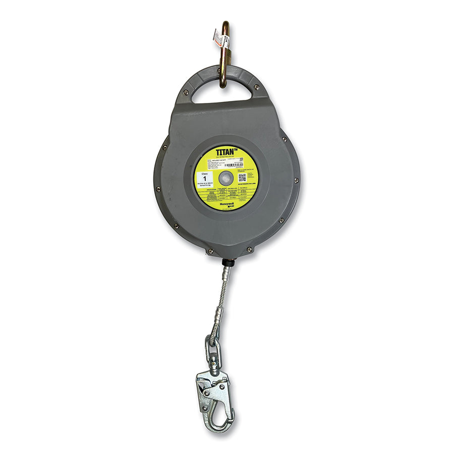 MILLER by PIP MTS-OGC1-02/30FT Titan+ Self-Retracting Lifeline, 30 ft L, Galv Steel Cable, Steel Carabiner Top Connector, Snap Hook, 420 lb, Single Leg