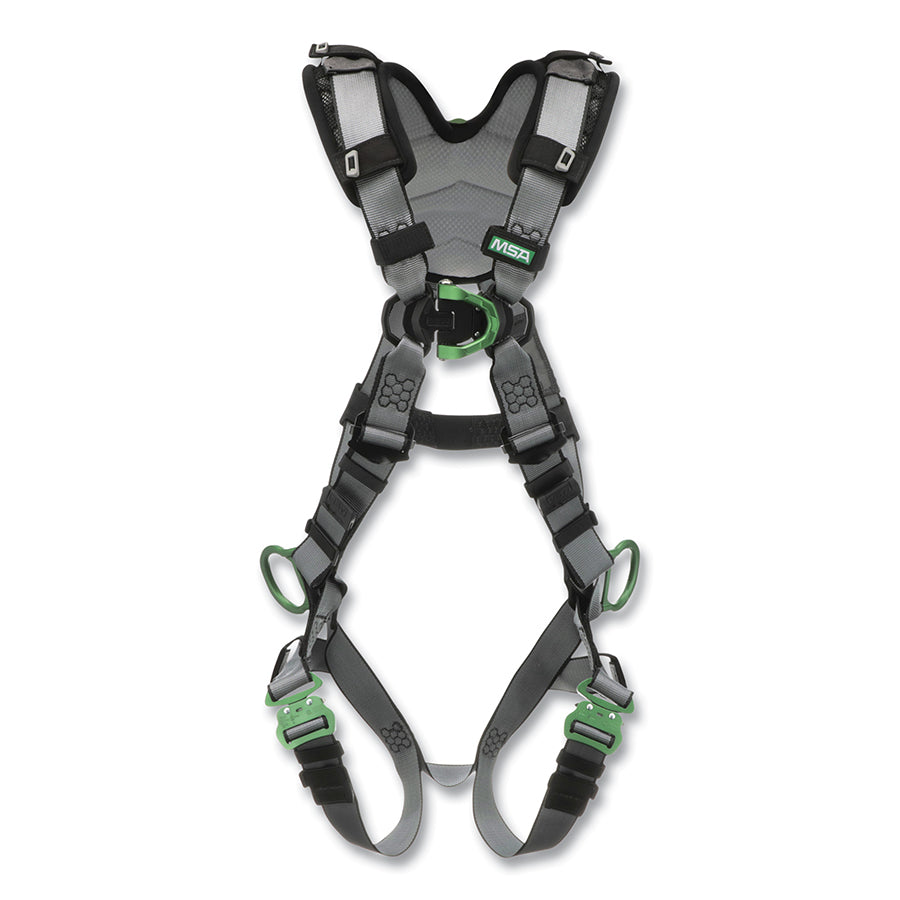 MSA 10194864 V-FIT Standard Full-Body Harness with Back, Chest and Hip D-Rings, Quick-Connect Leg Straps