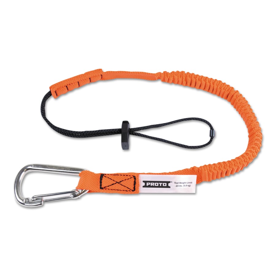 Proto LAN15LBSSCAR Elastic Lanyard With Stainless Steel Carabiners, 48 in, Hook, 15 lb Load Cap