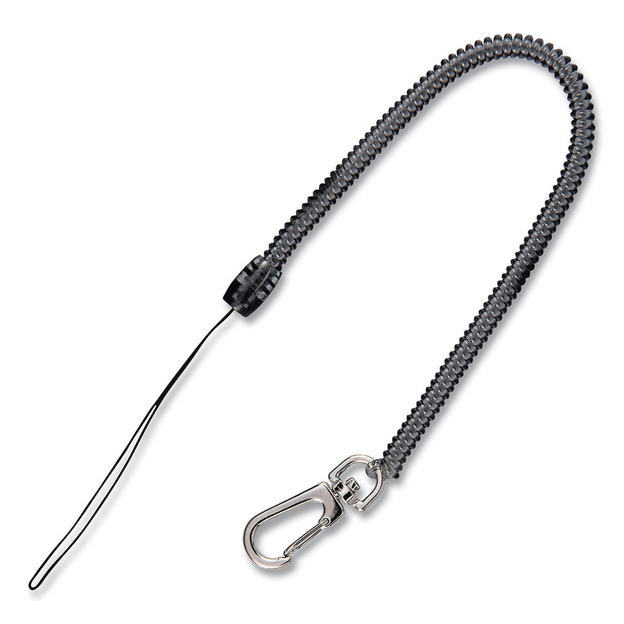 PACIFIC HANDY CUTTER A42001-9 Coil Lanyard, Clip-On, Loop End, Swivel Clip, Black