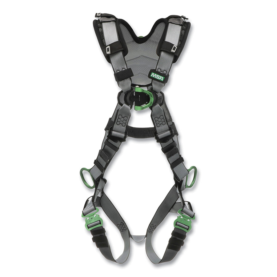 MSA 10194865 V-FIT Extra Large Black Full-Body Safety Harness with Quick-Connect Buckles