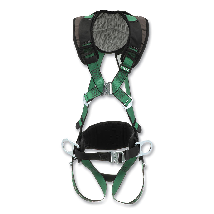 MSA 10206162 V-FORM+ Full-Body Harness, Construction, Back D-Ring, XL, QC Chest/Tongue-Buckle Leg Straps, Shoulder/Waist Padding