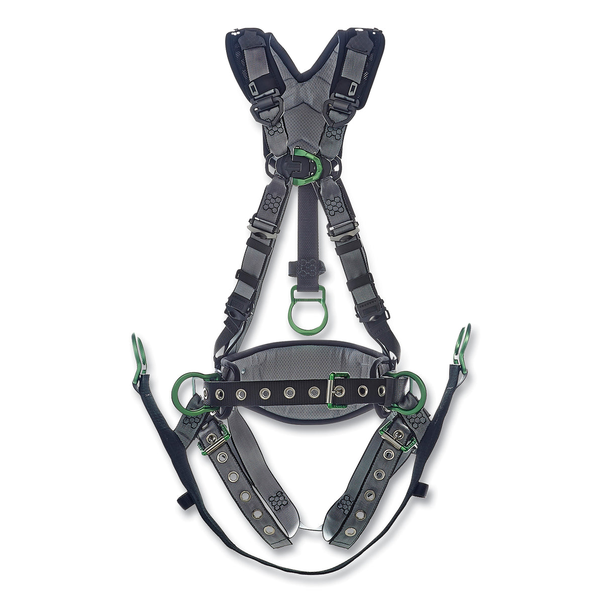 MSA 10195205 V-FIT Derrick Harness, Chest and Hip D Rings, Standard, Tongue Buckle Leg Straps