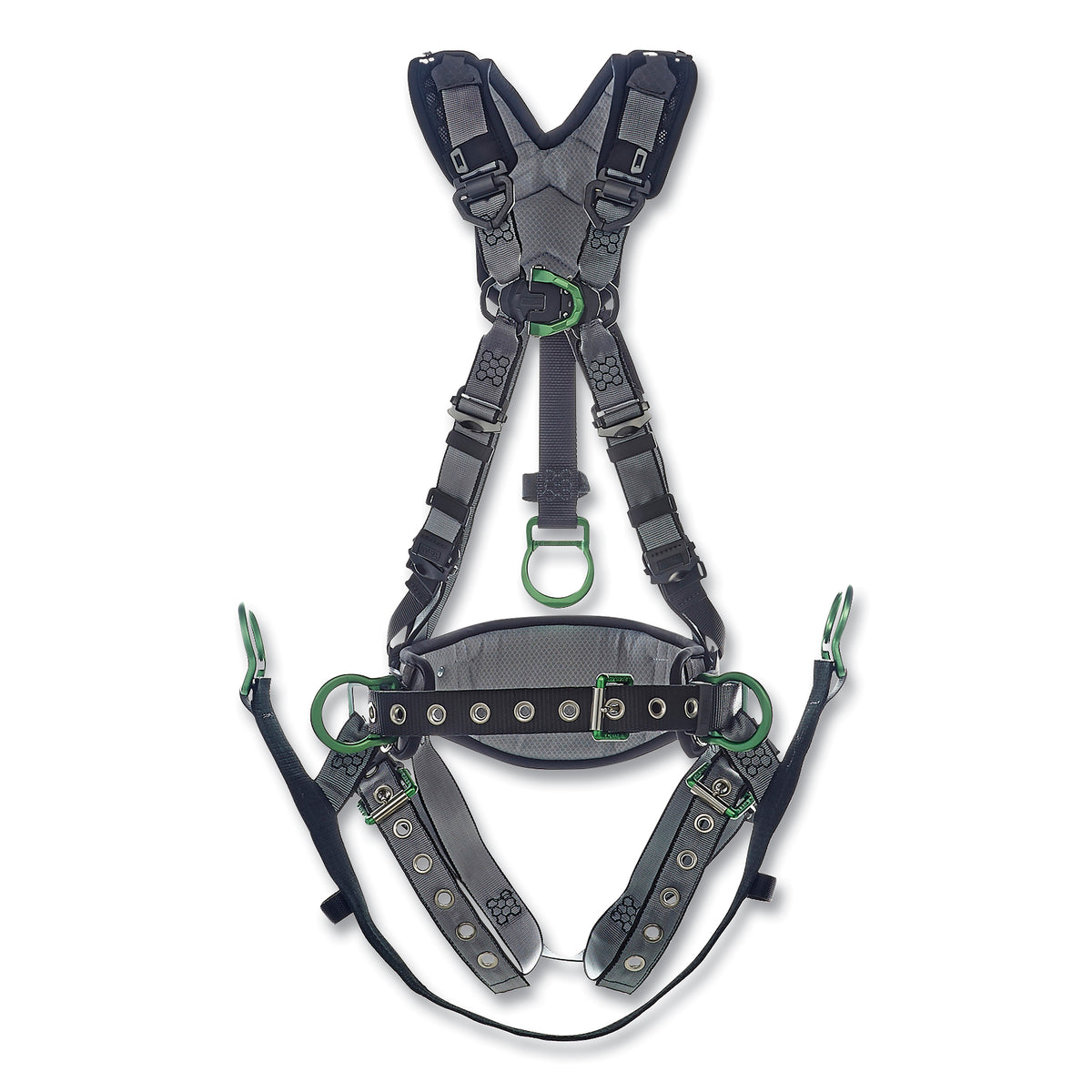 MSA 10195206 V-FIT Derrick Harness, Chest and Hip D Rings, Extra Large, Tongue Buckle Leg Straps