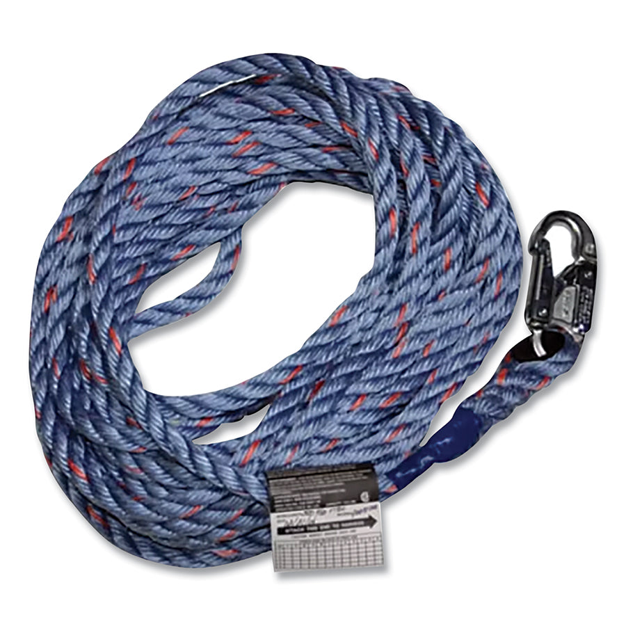 MILLER by PIP 195R-2/75FTWH 195R Series Rope Lifeline, Nylon, 75 ft L, 2 Thimbles, 5/8 in dia, 1 Leg