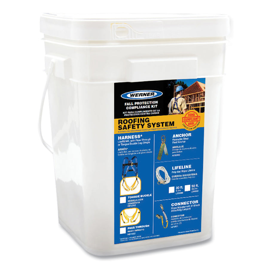 WERNER K112101 Roofing Fall Protection Kit, 30 ft Line Length, Harness, Universal