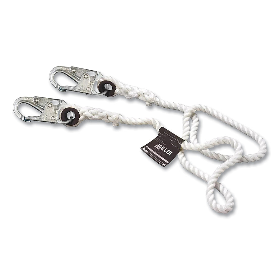 MILLER by PIP 201RLS-8-Z7/4FTWH Rope Lanyard, with Locking Snap Hook, 1/2 in dia, Nylon, 4 ft L, White