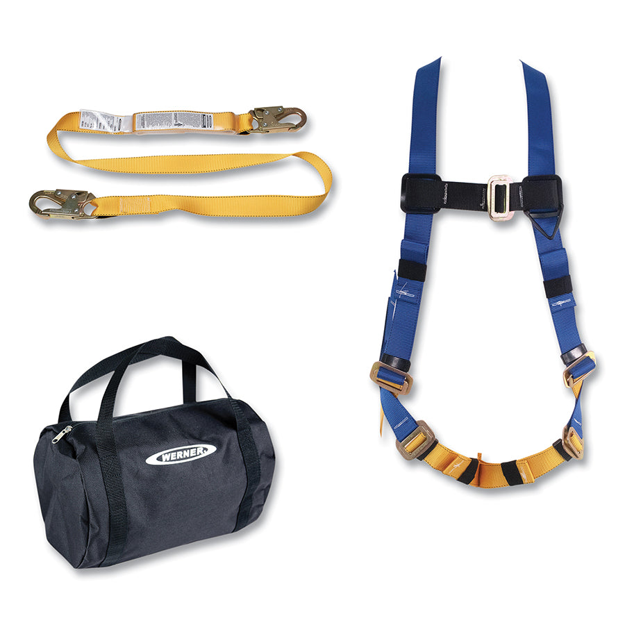 WERNER K121013 Aerial Fall Protection Kit, 6 ft Lanyard with Snap Hook, Harness, Universal