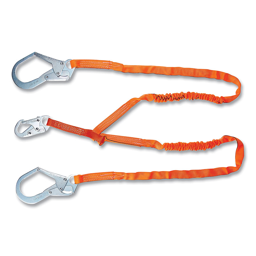MILLER by PIP T5122SS-Z7/6FTAF Titan™ II Stretch Tubular Shock Absorbing Lanyard, 6 ft L, Snap Hook, 310 lb Cap, 2 Legs, Orange