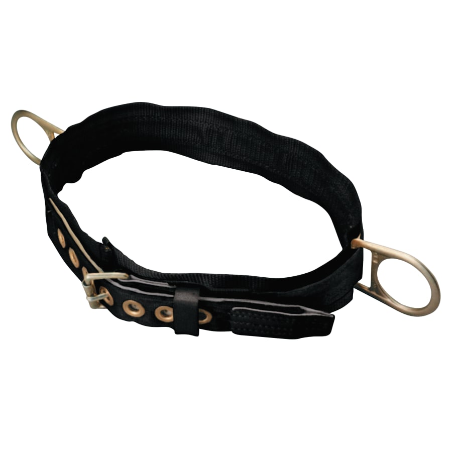 MILLER by PIP 2NA/LBK Body Belt, Nylon, 3 in Back Pad, Double Hip D-Rings, 42 in to 48 in Waist