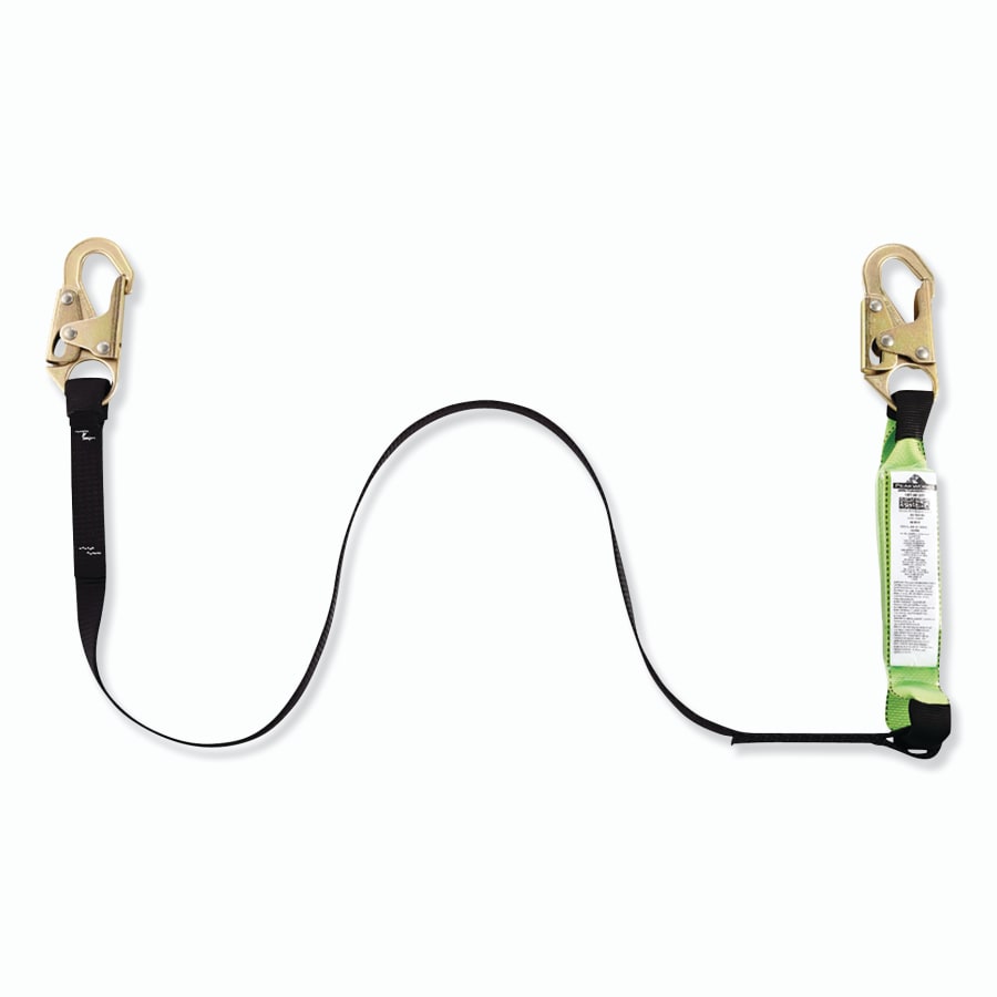 PEAKWORKS V8104306 Shock Absorbing Lanyard, 6 ft, Steel Snap Hook, 310 lb, 1 Leg