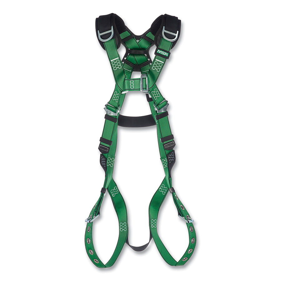 MSA 10197219 V-FORM™ Full-Body Harness, Back/Shoulders D-Rings, Standard, Chest/Tongue Leg Buckles