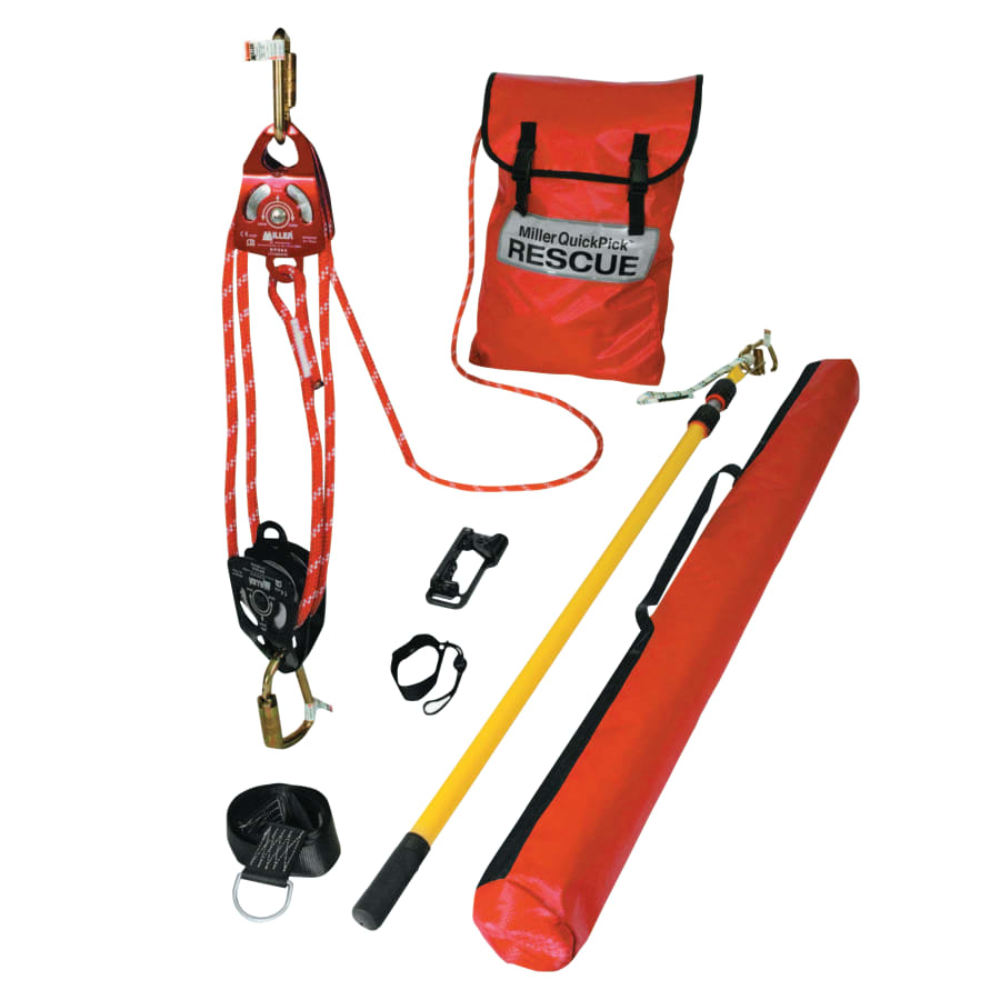 MILLER by PIP QP-1/25FT QuickPick Rescue Kit, 25 ft Working Distance, 125 ft Rope, 400 lb Load Capacity