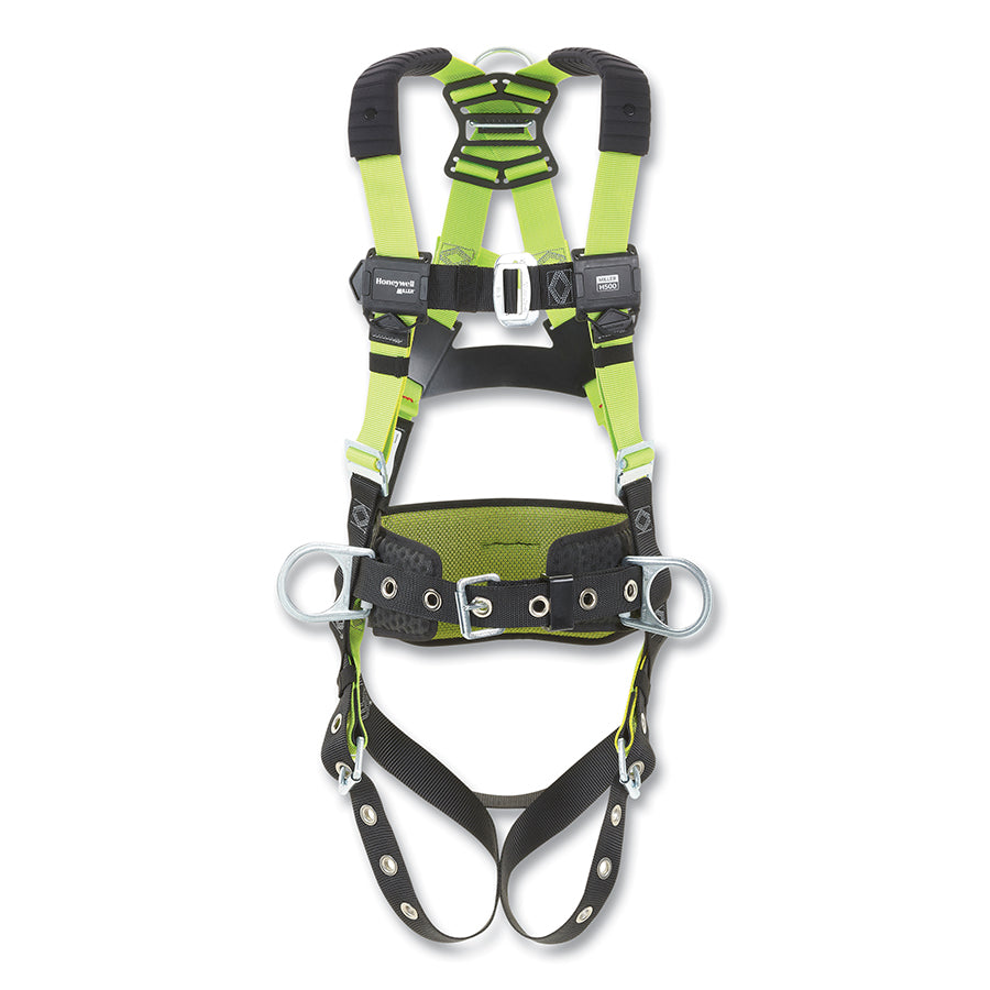 MILLER by PIP H5CS311122 H500 Construction Standard Full Body Harness, Back/Front/Side D-Rings, Univ, Mating Chest Buckle/Tongue Leg Buckles