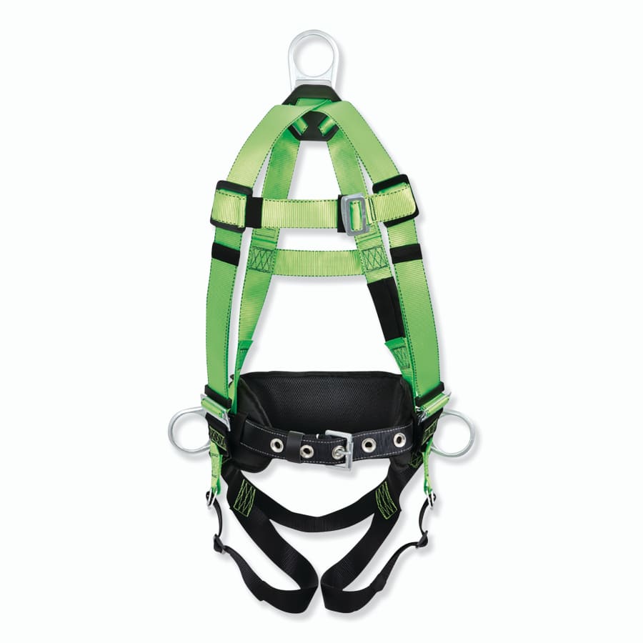 PEAKWORKS V8255222 Contractor Harness, Side/Back D-Rings, Medium, Chest/Legs Pass Thru/Torso Friction
